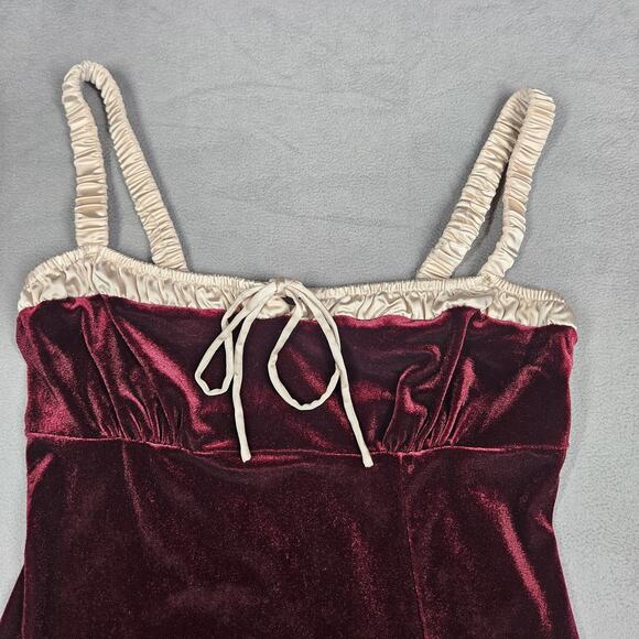 Lulus Velvet Dress Womens XS Burgundy Satin Mini Fairy Whimsical Goth Babydoll - Picture 2 of 12